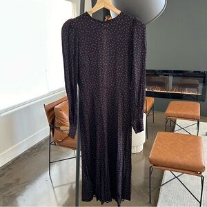 Reformation black and red polka dot midi dress with keyhole back